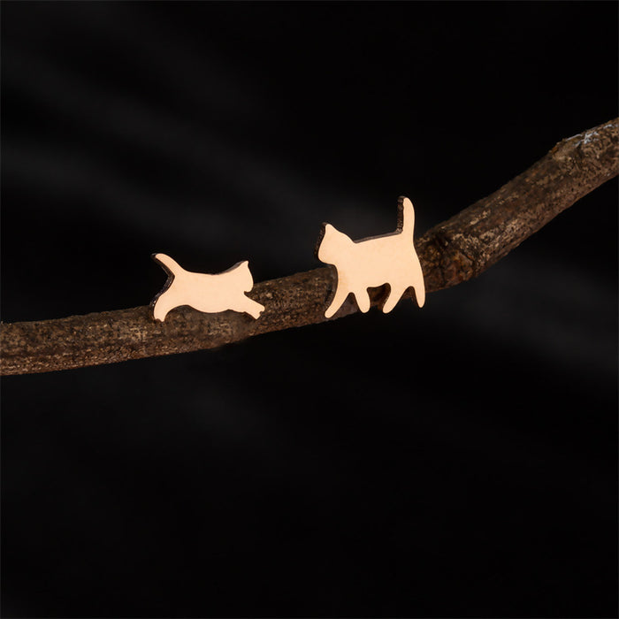 Running Cat Stainless Steel Earrings - Fun and Playful Animal Jewelry