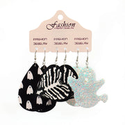 Halloween PU Leather Earring Set with Exaggerated Pumpkin and Alien Design - wallojewerly 
