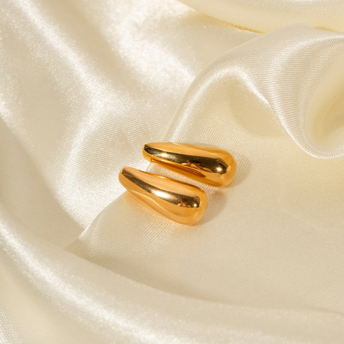 18K Gold Irregular Shape Earrings - Minimalist Streamlined Jewelry for Women