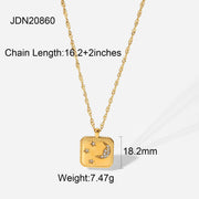 Stainless Steel Gold Plated Natural Stone Necklace - wallojewerly 
