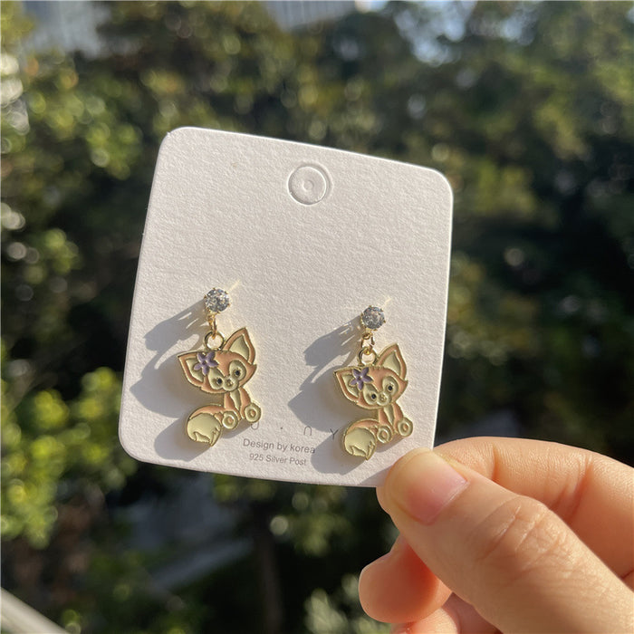 Cartoon earrings | 925 silver needle sweet girl earrings student style earrings