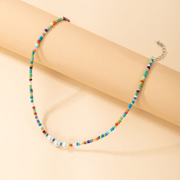 Colorful Beaded Necklace - Ethnic Pearl Single-Layer Choker