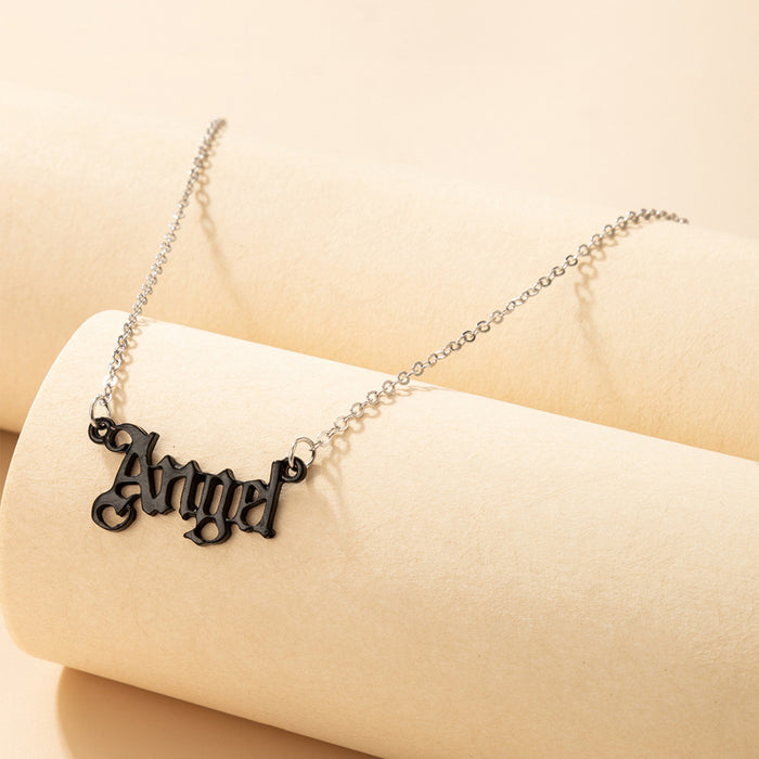 Angel Letter Pendant Necklace - Minimalist Fashion Jewelry with Simple Design