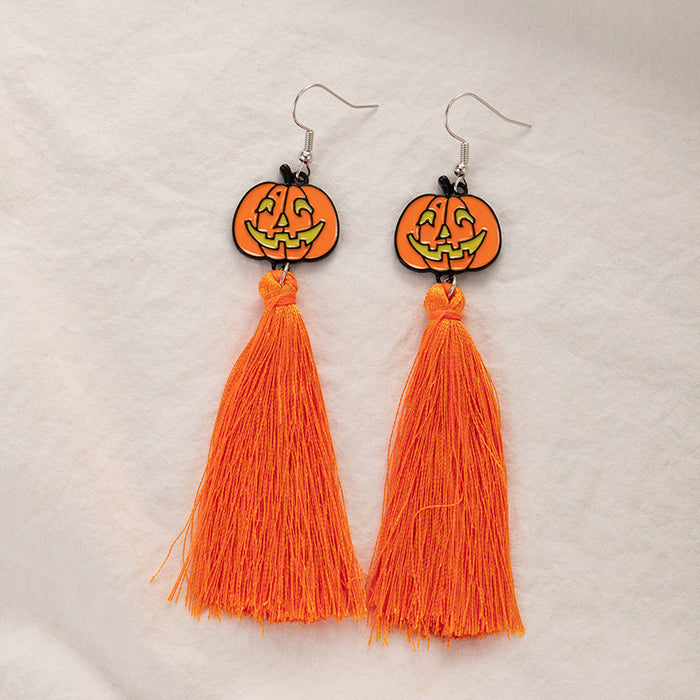 Halloween skull ear hook spray paint bow earrings