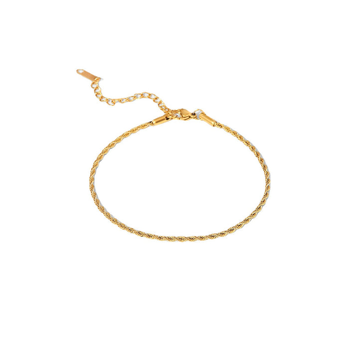 French Style Titanium Steel Anklet - 2mm Gold Twisted Chain Fashion Jewelry for Women