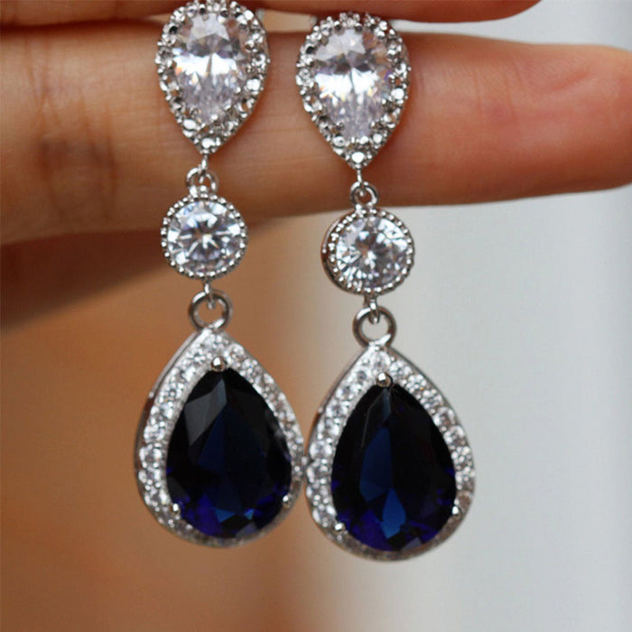 Zircon long earrings beautiful earrings