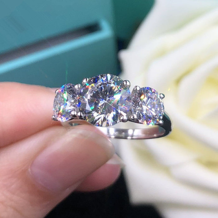 Anillo sencillo de tres diamantes y circonitas para mujer, suministro transfronterizo