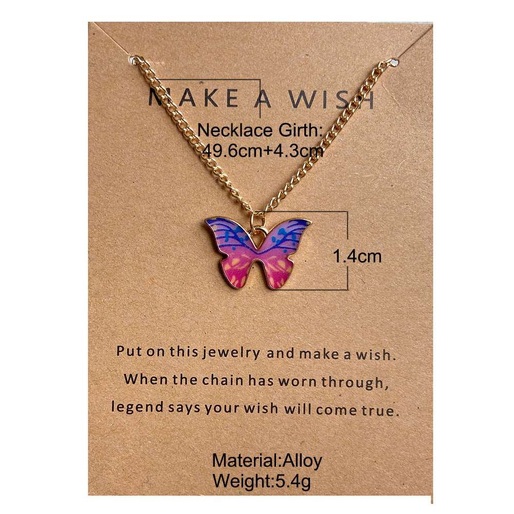 Bohemian style alloy colorful butterfly necklace