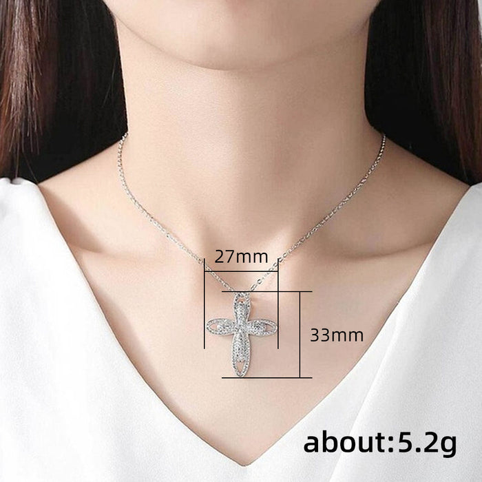 Pave Cross Zirconia Women's Fashion Pendant Necklace