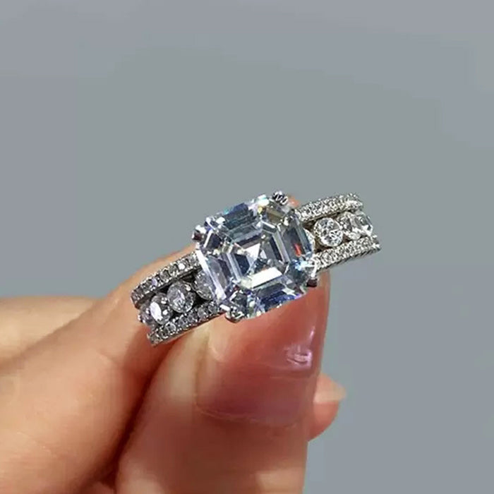 Women's simulated diamond ring inlaid with super shiny zircon ring, foreign trade wholesale