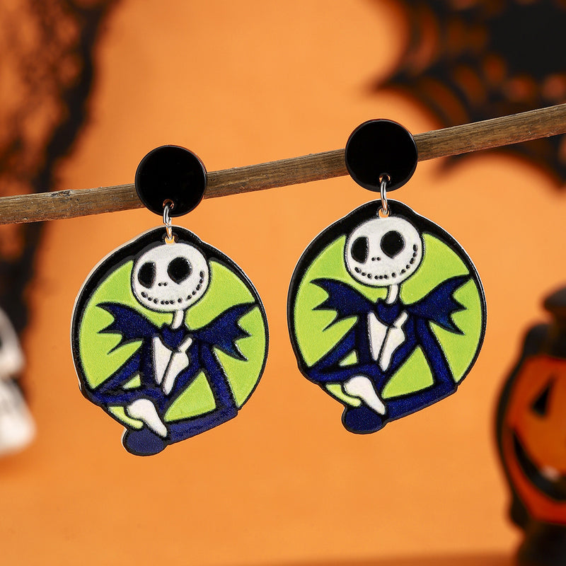 Wholesale Halloween Cartoon Stud Earrings Set - Spooky Pumpkin, Ghost & Bat Alloy Earring Multipack for Women - wallojewerly 