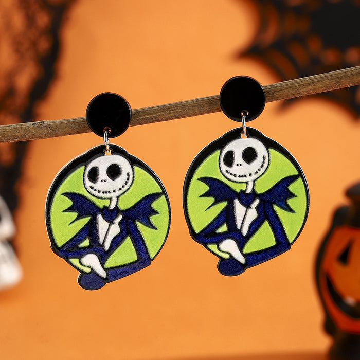 Wholesale Halloween Cartoon Stud Earrings Set - Spooky Pumpkin, Ghost & Bat Alloy Earring Multipack for Women