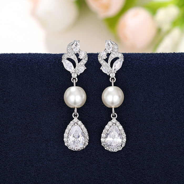 Imitation pearl earrings for women palace style water drop earrings elegant earrings - wallojewerly 