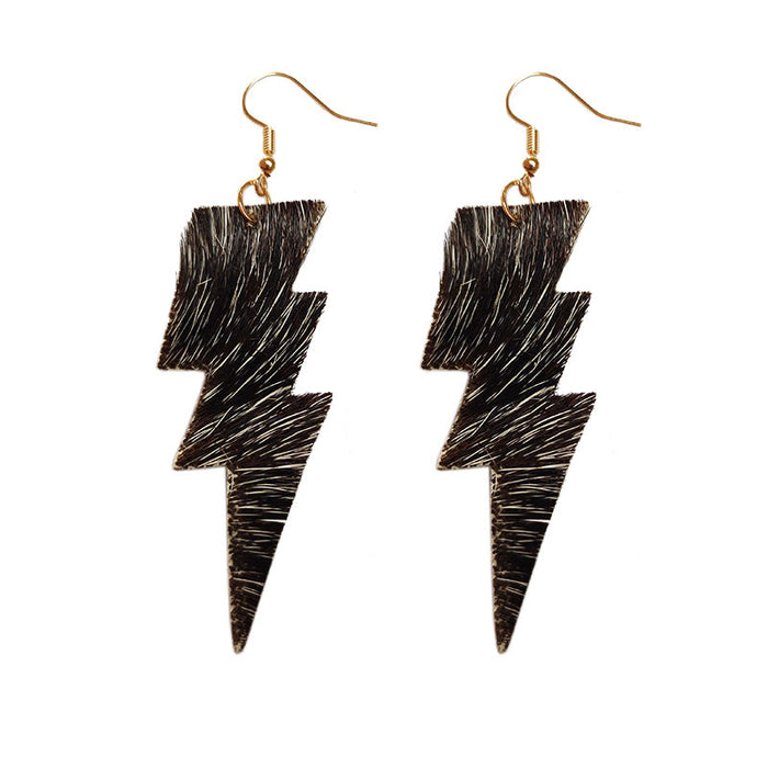 Textured Leather Earrings with Lightning, Leopard, and Cow Print Western Style