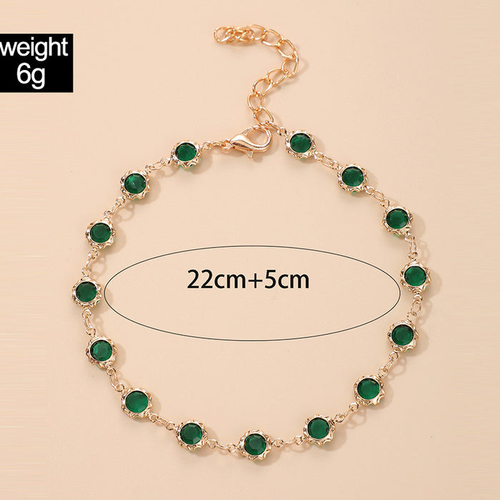 Bohemian Irregular Polygon Anklet with Crystal and Alloy Design