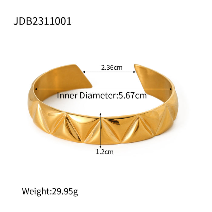 Designer 18K Gold Plated Stainless Steel Triangular Open Bracelet - Elegant Titanium Steel Jewelry