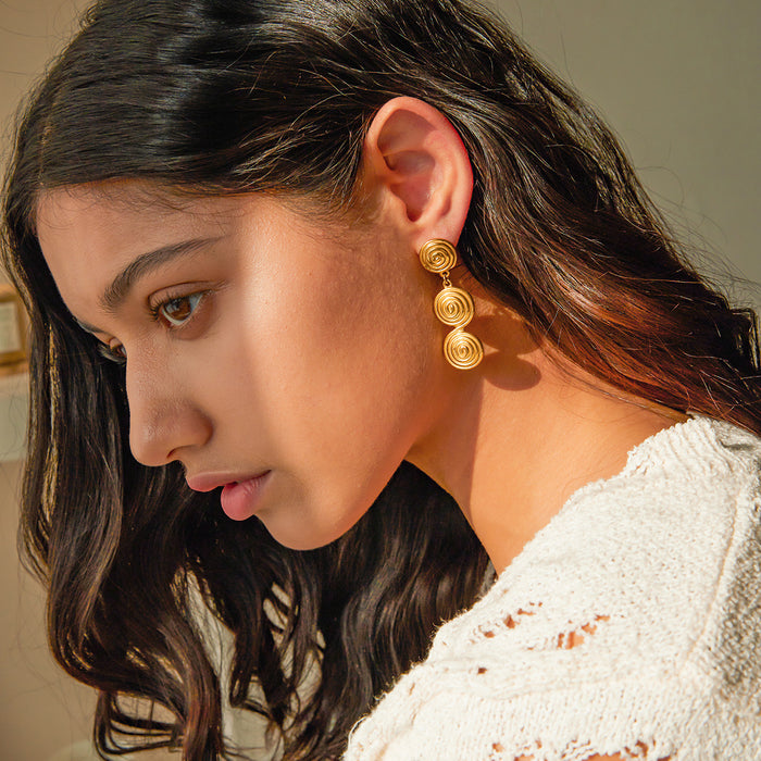 French Style Minimalist Vintage 18K Gold Rectangular Earrings - High-End Geometric Jewelry