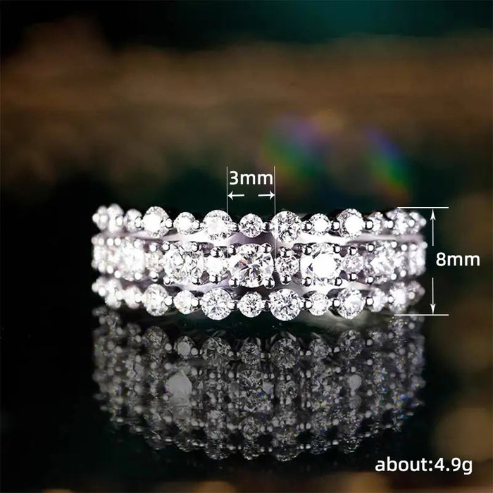 Starlight shining ring, shining multi-layer hip-hop small row diamond small tail ring