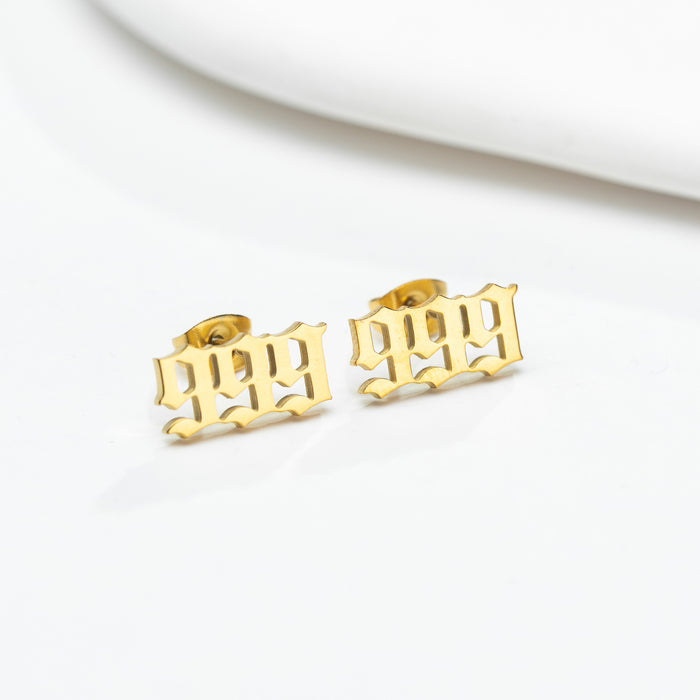 Number Combination Stainless Steel Stud Earrings - Customizable and Stylish Jewelry