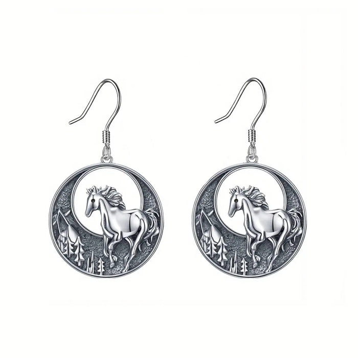 Forest Horse Vintage Necklace Earring Set