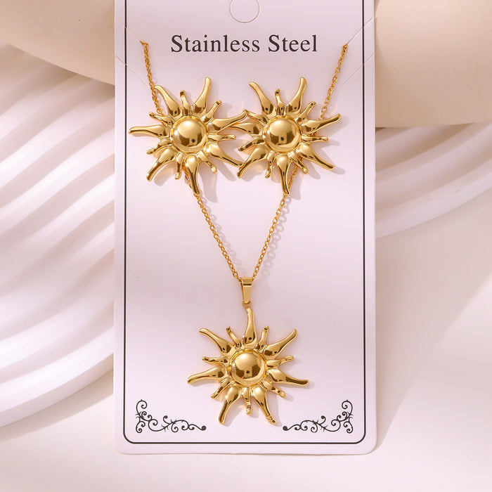 Wholesale 304 stainless steel hydraulic gold-plated earrings and necklace sets - wallojewerly 