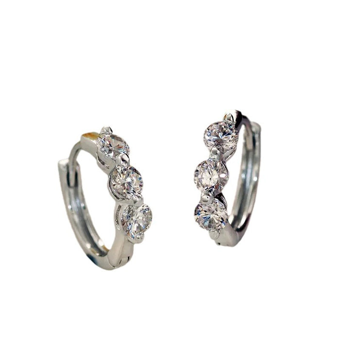 Pendientes de aro sencillos de lujo con imitación de diamantes