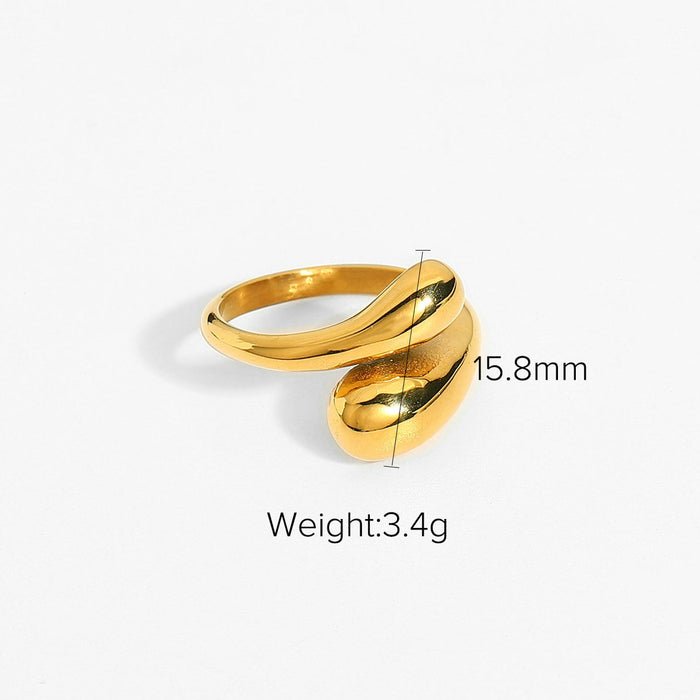 Adjustable 18K Gold Plated Stainless Steel Ring with Wavy Pattern