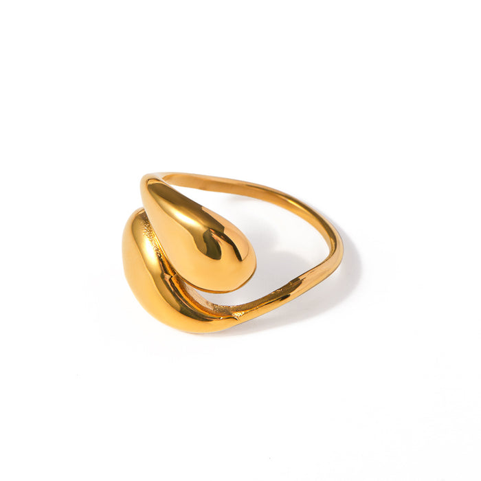 Anillo de acero inoxidable con circonitas geométricas en oro de 18 quilates: moda de alta gama