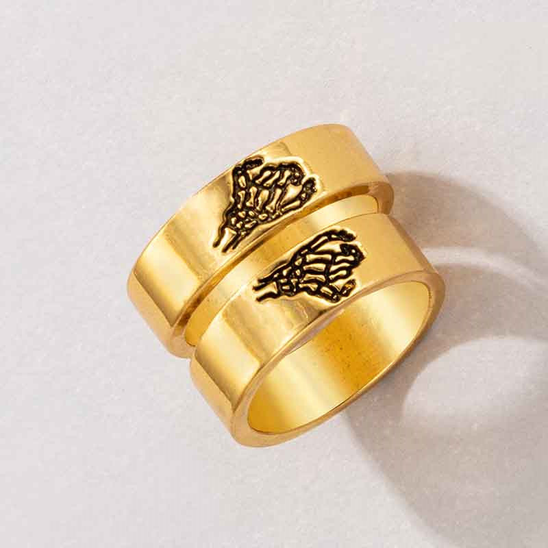 Love Couple Geometric Letter Ring Set