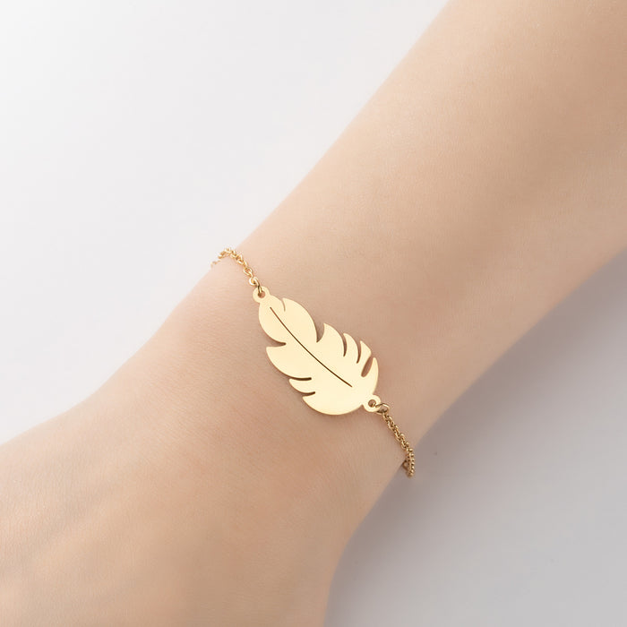 Stainless steel snowflake feather bracelet, Korean cute winter jewelry wholesale