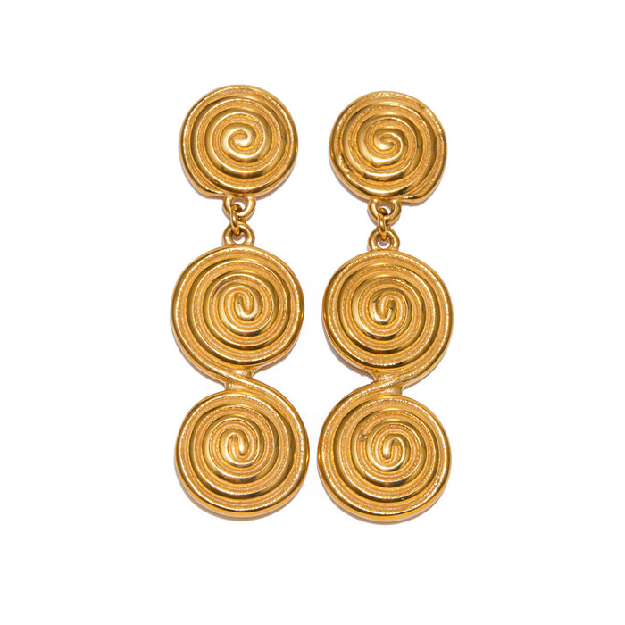 French Style Minimalist Vintage 18K Gold Rectangular Earrings - High-End Geometric Jewelry