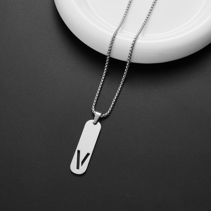 Military brand pendant necklace, European and American independent station stainless steel punk hip-hop English letter all-match chain wholesale