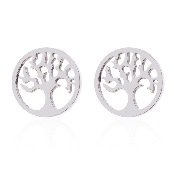 Wishing Tree Geometric Stainless Steel Stud Earrings - Vintage-Inspired Jewelry for a Unique Look