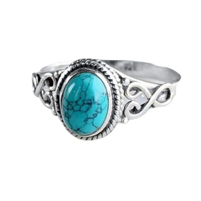 Imitation turquoise hollow ring vintage design ring