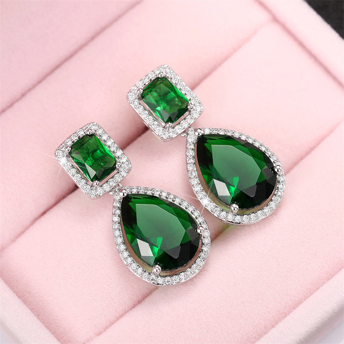 Micro-paved Emerald Drop Earrings