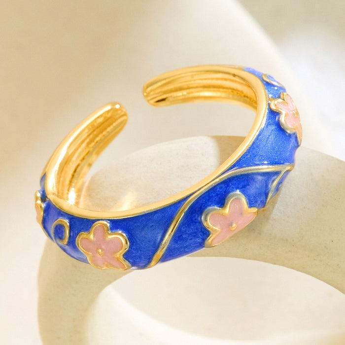 Wholesale copper colored flower drip rings