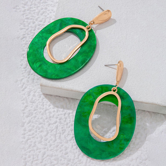 Green temperament versatile earrings acrylic earrings