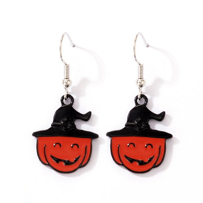 Halloween horror skull oil drip earrings