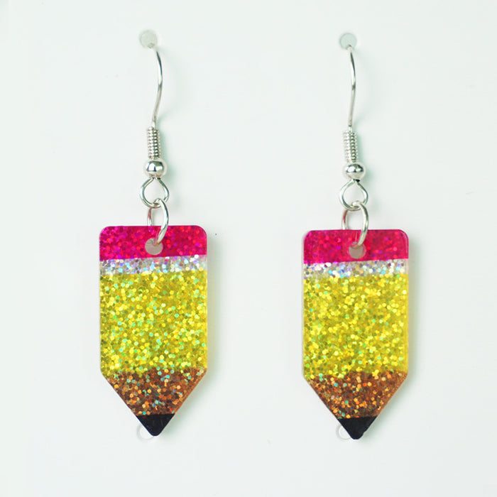 School Season Pencil Wooden Earrings