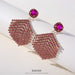 Exquisite geometric irregular earrings with pink rhinestones