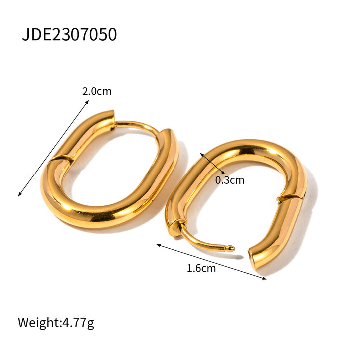 18K Gold Plated Stainless Steel C-Shape Earrings - Fashionable Jewelry