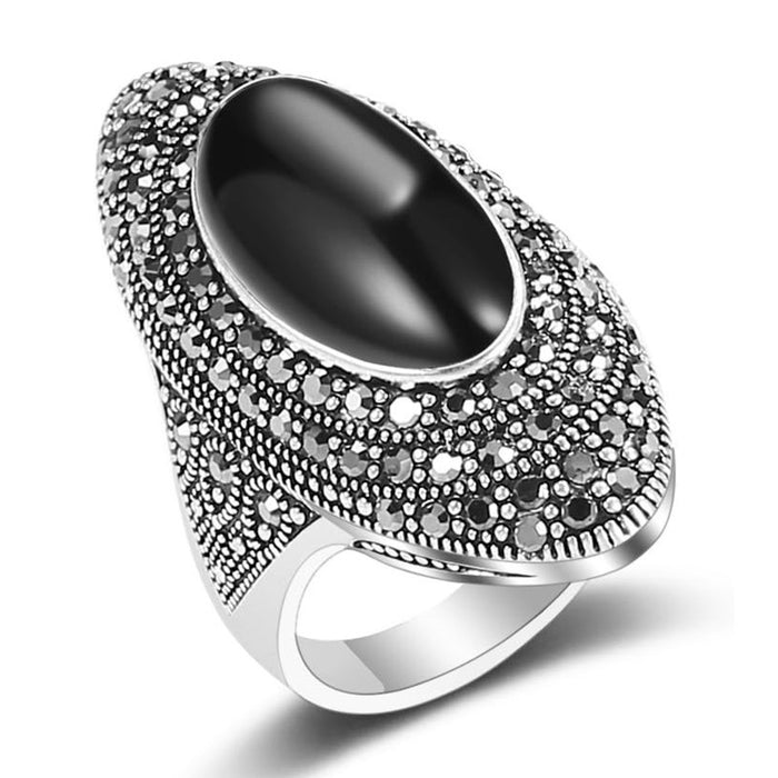 Zircon dark Bohemian retro Baroque ring for women