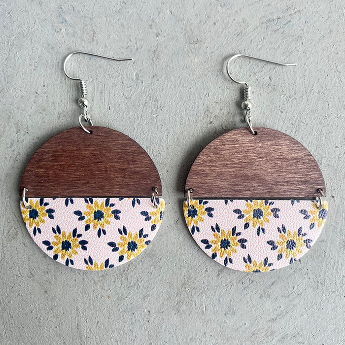 Wooden flower earrings