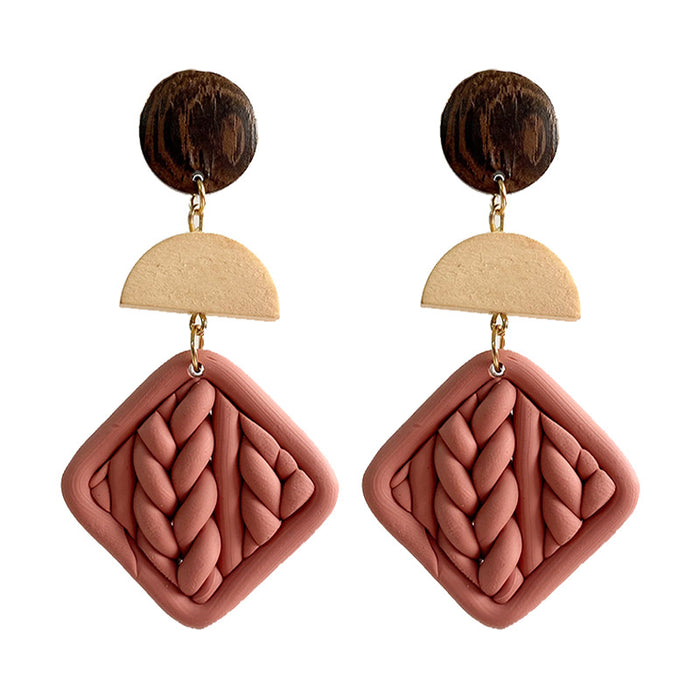 Handcrafted Geometric Embossed Clay Earrings - Stylish and Unique Jewelry