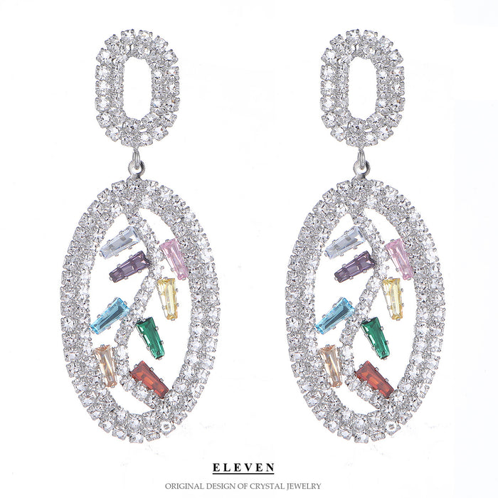 Exaggerated Colorful Rhinestone Earrings - Trendy Long Drop Earrings for Women