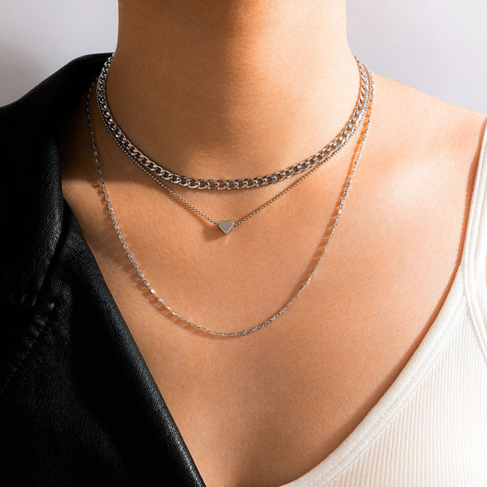 Collar con colgante de letra de perla: joyería de cadena geométrica multicapa