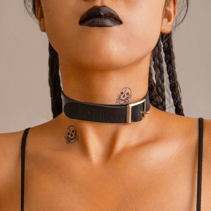 Gothic Punk Velvet Chain Necklace with Metal Choker