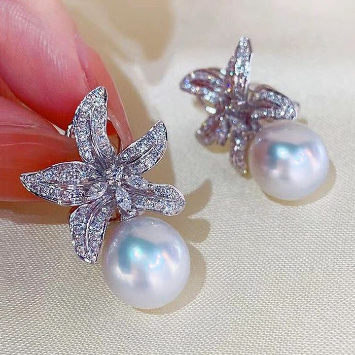 Cute starfish zircon earrings