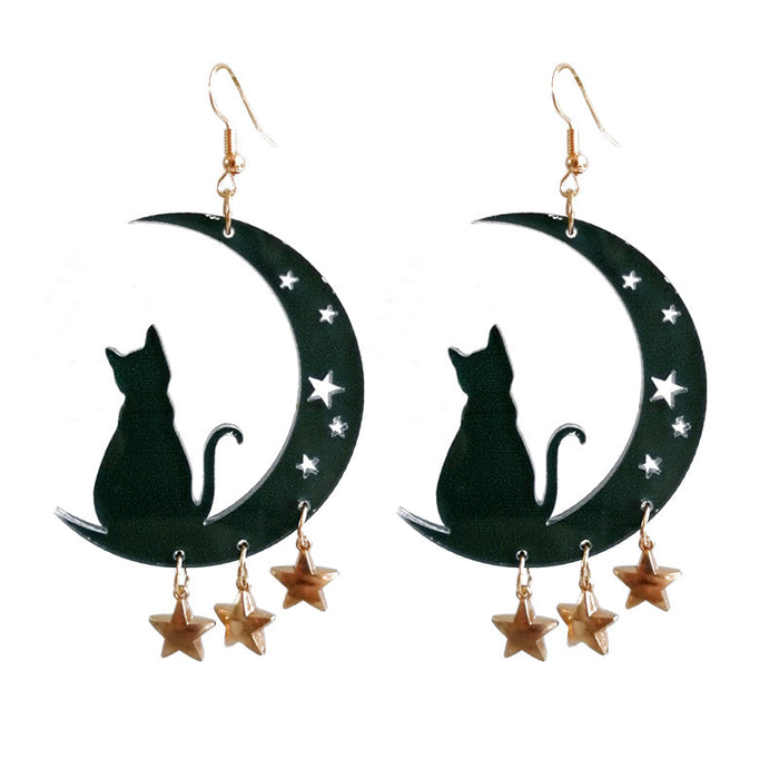 Acrylic black cat earrings