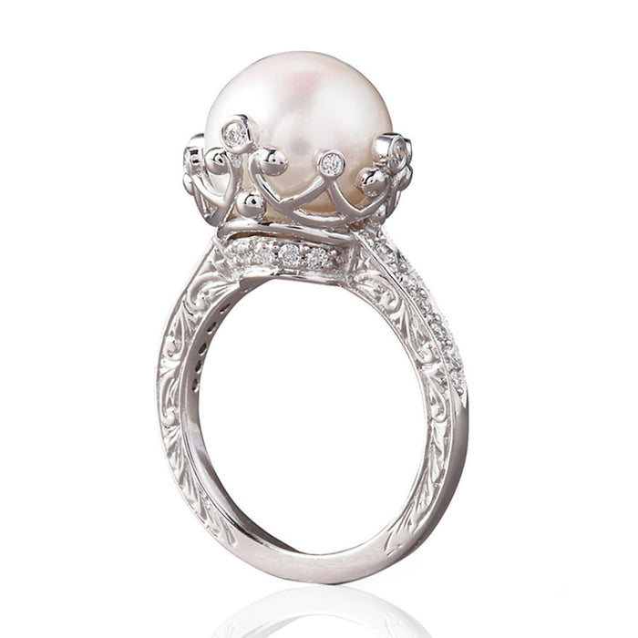 Palace style imitation pearl ring retro women's ring